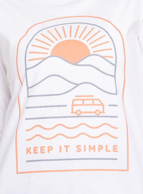 White Printed Long - Sleeve Design 33 - Khotwh